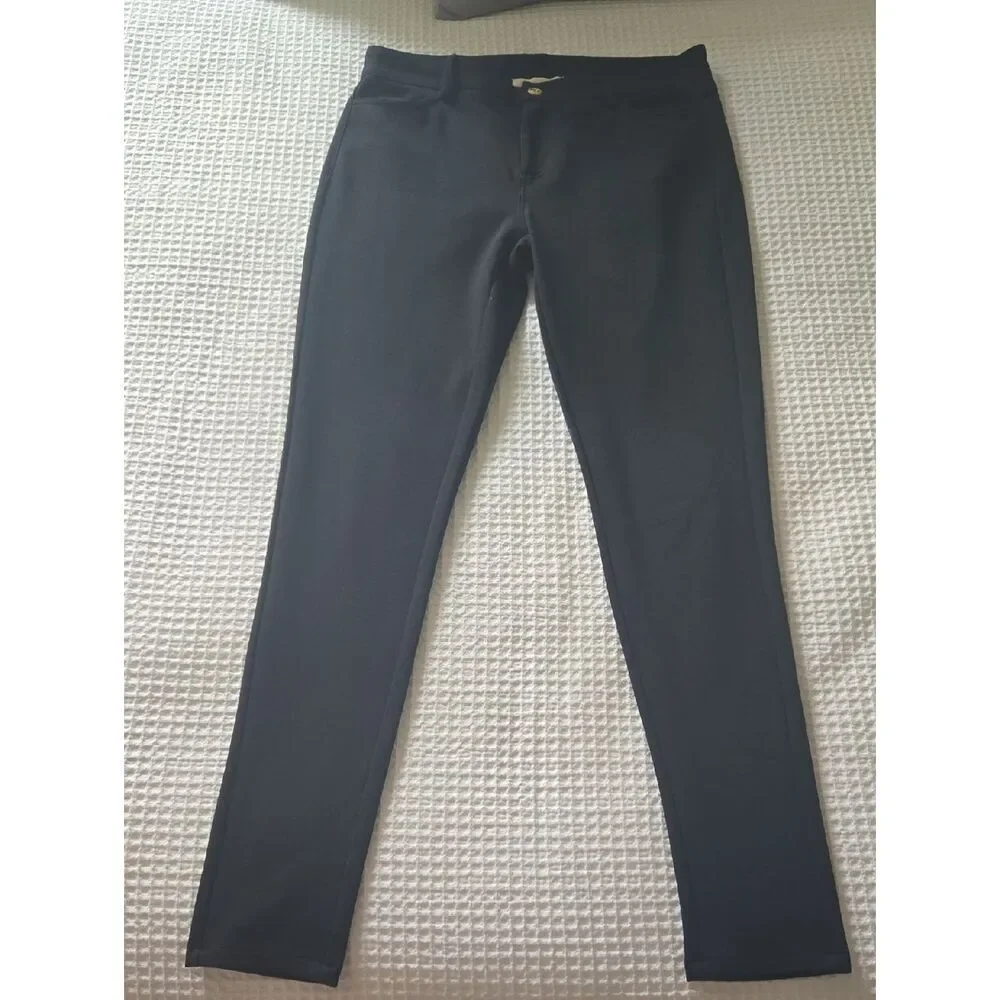 Michael Kors Black Leggings with Gold Logo Button